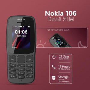 هاتف نوكيا Nokia 106، شريحتان، 4G - أسود